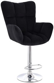 LuxuryForm DESIGN Barové kreslo AURORA VELUR na striebornom tanieri - čierne