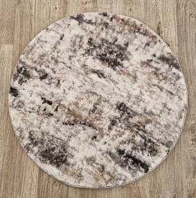 Okrúhly koberec Plush Deluxe béžovo-biely fľakovaný | Shaggy Rozmer: 60x60 cm