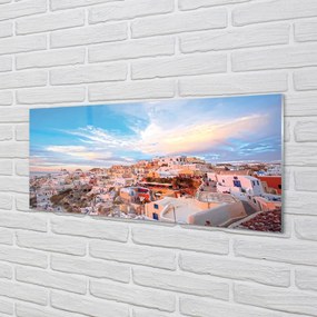 Obraz na akrylátovom skle Grécko panorámu mesta západ slnka 120x60 cm