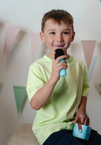 Bluetooth Karaoke súprava mikrofón a reproduktor Modrý