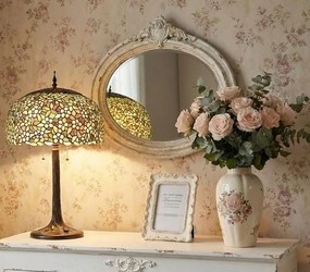 Farebná stolná lampa Tiffany Flower Garden - Ø 46*72cm E27/max 2x60W
