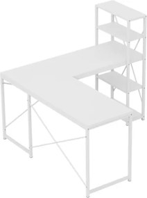 Rohový pracovný stôl s policami Leader 5.9 biely