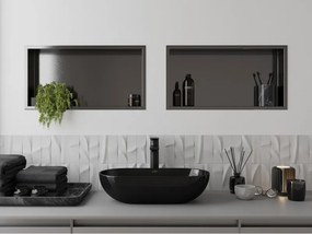 Mexen X-Wall-R, polica na zapustenie s prírubou  60 x 30 cm, grafitová matná - 19E0603010