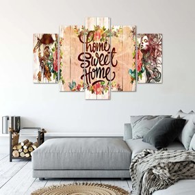 Obraz na plátně pětidílný Nápis Home Sweet Home - 200x100 cm