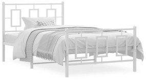 Kovový rám postele s čelom a podnožkou biely 100x200 cm 374303