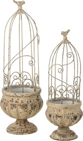Súprava 2 ks kvetináč vtáčia klietka Vintage Chateau – 22*22*66 / 18*18*54 cm