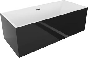 Mexen Vigo, voľne stojaca vaňa 178,5 x 80 cm, biela-čierna, grafitový prepad, 51251788075-66