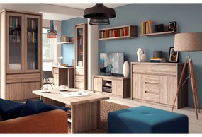 Tempo Kondela Vitrína so šuplíkom 2D2W1S, dub sonoma, NORTY TYP 3