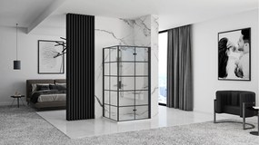 Štvorcový sprchový kút REA MOLIER 90x90 cm, čierny/transparent - bez vaničky