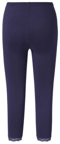 Trojštvrťové legínsy s čipkovým lemom, tmavomodré