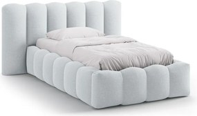 Svetlosivá čalúnená jednolôžková posteľ s úložným priestorom s roštom 90x200 cm Lupine – Micadoni