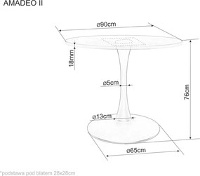Okrúhly jedálenský stôl AMADEO II 90x90 cm, dekor dub