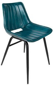 Tyrkysová kožená stolička kovové nohy Brunie - 46*52*79 cm