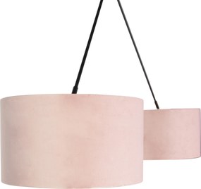 Závesné svietidlo čierne s ružovými a zlatými zamatovými tienidlami 35 cm 2-svetlo - Blitz