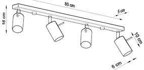 Bodové svietidlo Ring, 4x sivé kovové tienidlo, (možnosť polohovania)