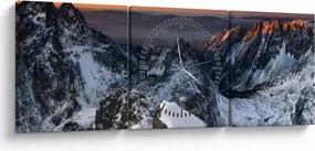 Obraz - Východ slnka v horách (s hodinami) (90x30 cm)