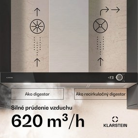 Klarstein AirNova digestor, recirkulácia a odsávanie vzduchu, energetická účinnosť A++, 110 W, 620 m³/h