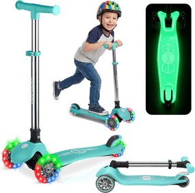 Ricokids Glow svietiaca v tme detská balančná Kolobežka - tyrkysová