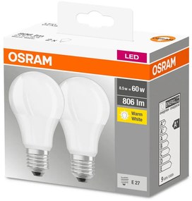 OSRAM Sada 2x LED žiarovka E27, A60, 8,5W, 806lm, 2700K, teplá biela