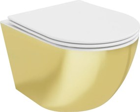 Mexen Lena, závesná toaletná misa 480x360x355 mm, biela - zlatá, 30224006