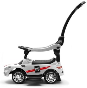 Baby Mix Detská odrážadlo so zvukom a vodiacoutyčou Racer, biela