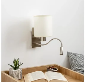 Brilagi -LED Flexibilná nástenná lampa NUBILA 1xE27/25W/230V+LED/3W matný chróm/krémová BG1550