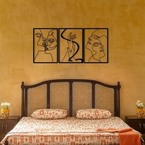 SADA 3x Nástenná dekorácia 109x50 cm láska kov