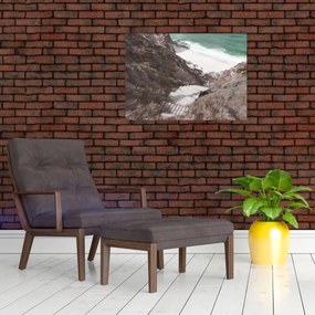 Sklenený obraz - Cesta k smaragdovému moru (70x50 cm)