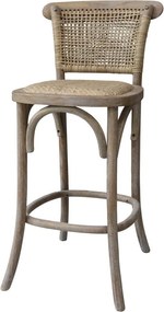 Prírodná drevená barová stolička s ratanovým výpletom Old French chair - 43*51*103 cm