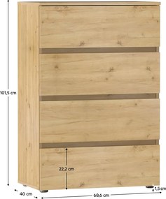 Komoda PARMAD, remeselne spracovaný dub