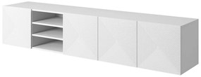 Závesná TV skrinka Asha 200 cm s otvorenou policou - biely mat