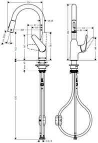 Hansgrohe Focus M42, drezová batéria M429-H180 ECO, s výsuvnou spŕškou, chrómová, HAN-71862000
