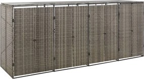 vidaXL Ohrada na štyri odpadkové koše sivá 274x80x117 cm polyratan