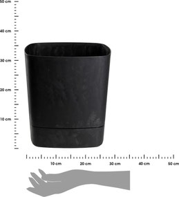 PLASTOVÝ KVETINÁČ CUBI 34X36,5 CM IMITÁCIA BETÓNU ČIERNA