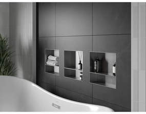 Mexen X-Wall-NR, polička na zapustenie pod obklad bez goliera 30 x 30 cm, oceľová, 1911303010S