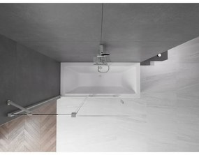 Mexen Velar, 2-krídlová posuvná vaňová zástena 130 x 150 cm, 8mm číre sklo, brúsená oceľ, 896-130-000-01-97
