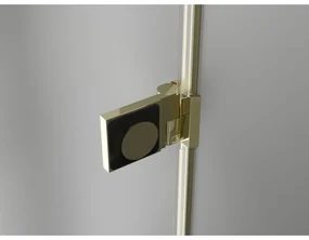 Mexen Lunar-B Duo, výklopný sprchový kút 100 x 100 cm, 8mm číre sklo, zlatý profil, 832-100L-100P-50-00