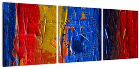 Obraz maliarskych farieb (s hodinami) (90x30 cm)