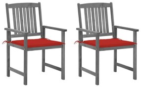 Záhradné stoličky s podložkami 2 ks, sivé, akáciový masív 3061233