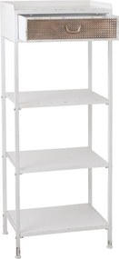 Biely antik kovový policový regál so šuplíkom Valio White - 54*38*140cm