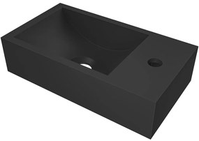 CERANO - Umývadlo z liateho mramoru Teo, závesné pravé - čierna matná - 40x22 cm, CER-CER-482707