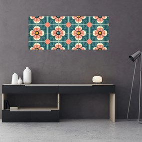 Obraz - Retro vzor s kvetmi (120x50 cm)