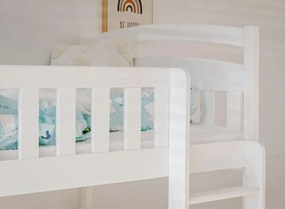 Detská poschodová posteľ z masívu borovice BOHDANA s prístelkou a šuplíkmi - 200x90 cm - ŠEDÁ