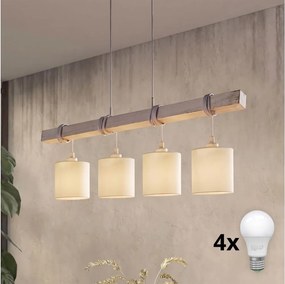BRILAGI - LED luster na lanku NUBILA 4xE27/60W/230V sivá/krémová