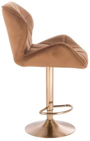 LuxuryForm DESIGN Barová stolička MILANO VELUR na zlatom tanieri - hnedá