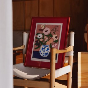 Moikka Plagát Flowers on Blue Table by Carla Llanos 30x40 cm