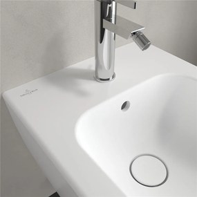 VILLEROY &amp; BOCH Finion závesný bidet s otvorom, s prepadom, 375 x 560 mm, Stone White, s povrchom CeramicPlus, 446500RW