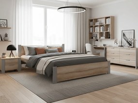 Posteľ IKAROS 180 x 200 cm, dub sonoma/sivá Rošt: S lamelovým roštom, Matrac: Matrac COCO MAXI 20 cm