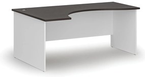 Ergonomický kancelársky písací stôl PRIMO WHITE, 180x120 cm, ľavý, biela/wenge