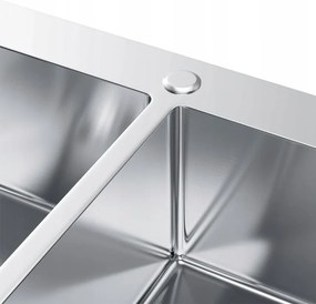 Erga HD, 2-komorový oceľový drez 780x480x215 mm, brúsená oceľ, ERG-MLS-LEX7848